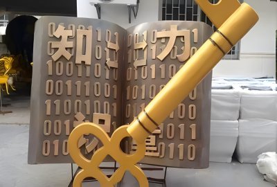 知識就是力量——校園鑰匙、書本造型景觀雕塑