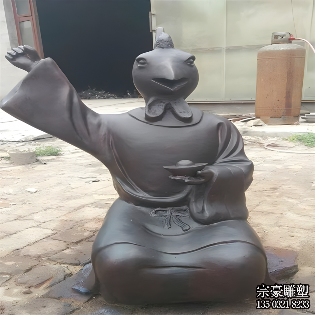 酉雞銅雕，獸首人身十二生肖銅雕塑