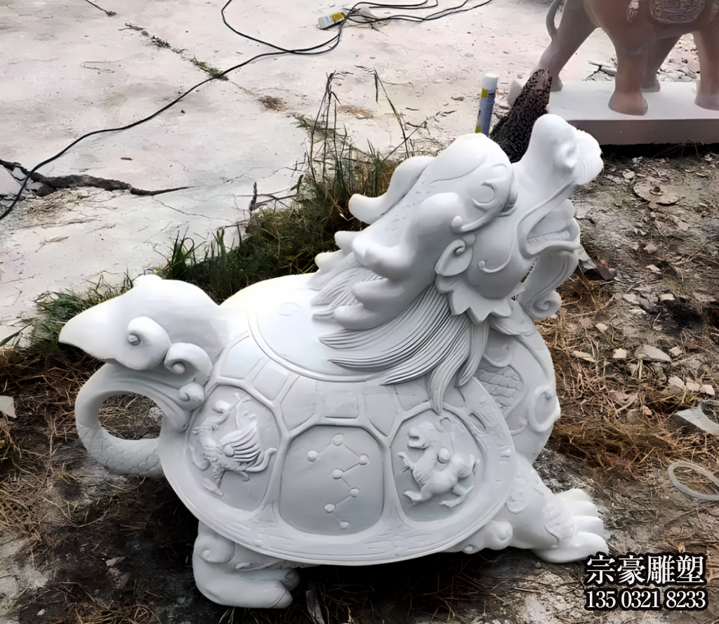 漢白玉石雕龍龜神獸雕塑擺件 漢白玉石雕龍龜神獸雕塑擺件