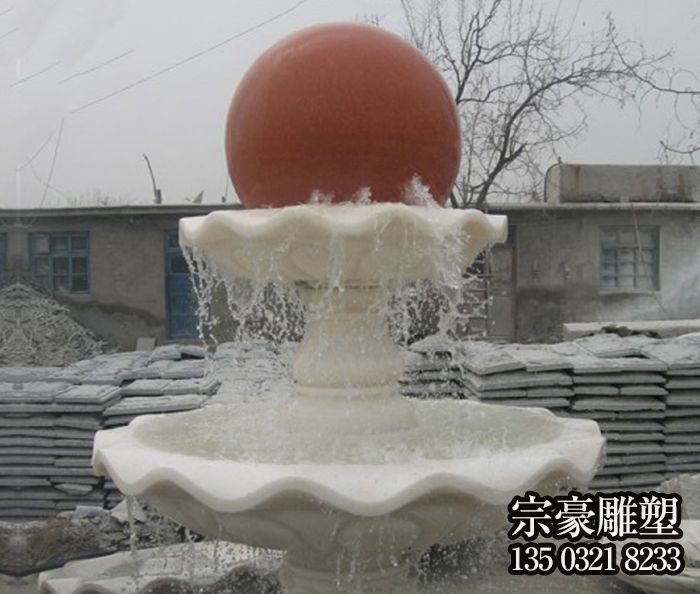 公園景觀漢白玉風水球噴泉石雕 公園景觀漢白玉風水球噴泉石雕