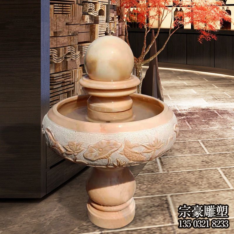 小型家用石雕風水球水缽