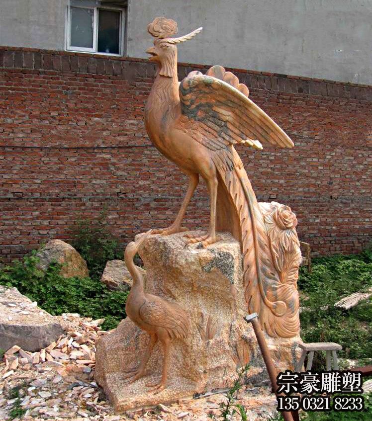 戶外景區晚霞紅石雕鳳凰雕塑 戶外景區晚霞紅石雕鳳凰雕塑