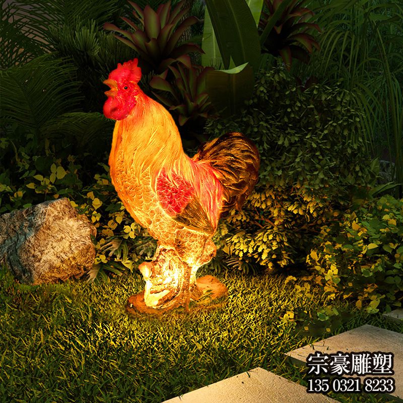 玻璃鋼發光公雞雕塑擺件