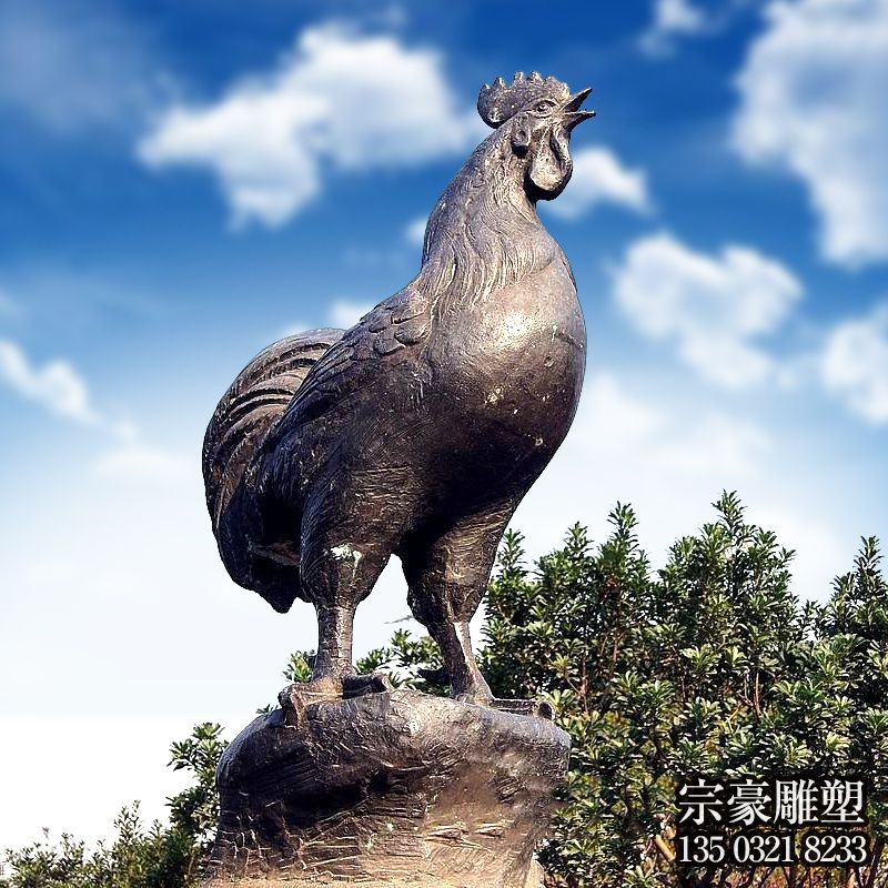 景區 廣場擺放的打鳴青石石雕創意雞雕塑 景區 廣場擺放的打鳴青石石雕創意雞雕塑