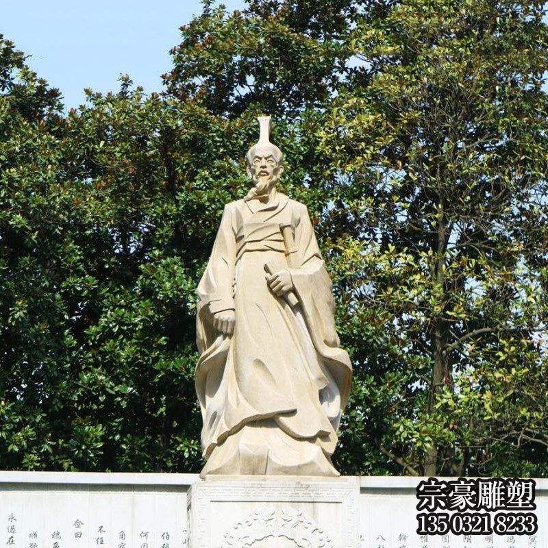 中國名人戰國時期楚國詩人屈原砂巖石雕像