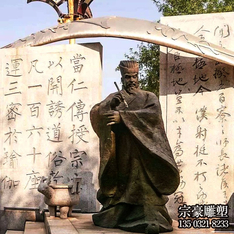 廣場擺放中國古代著名書法家柳公權玻璃鋼仿銅雕塑像