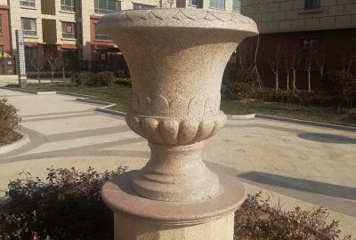 小區花崗巖石雕花缽